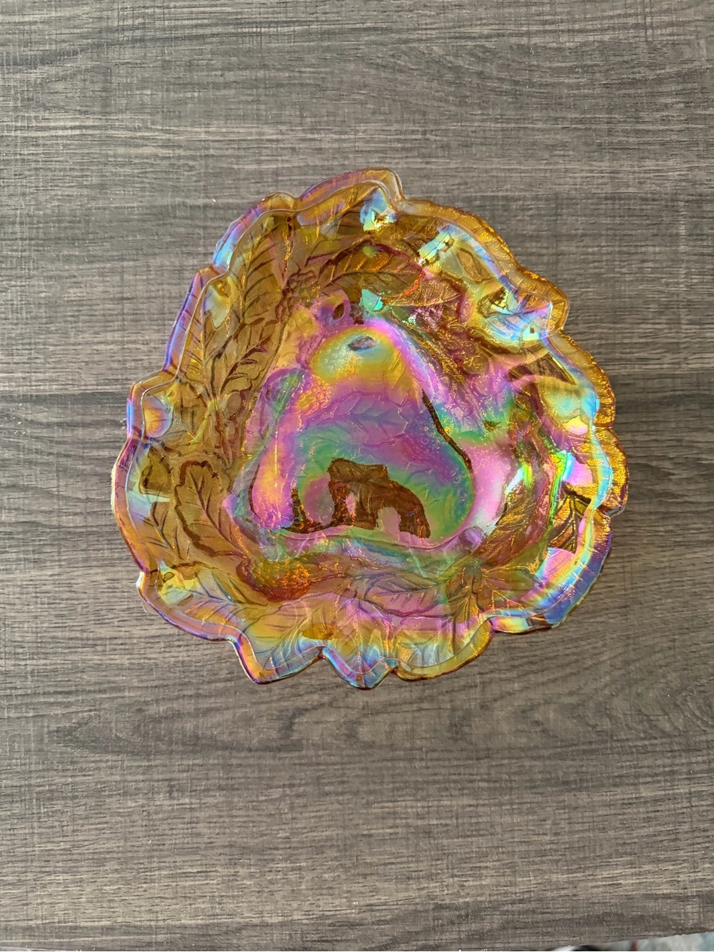 Iridescent Gold Multi-Color Decorative Glass Bowl